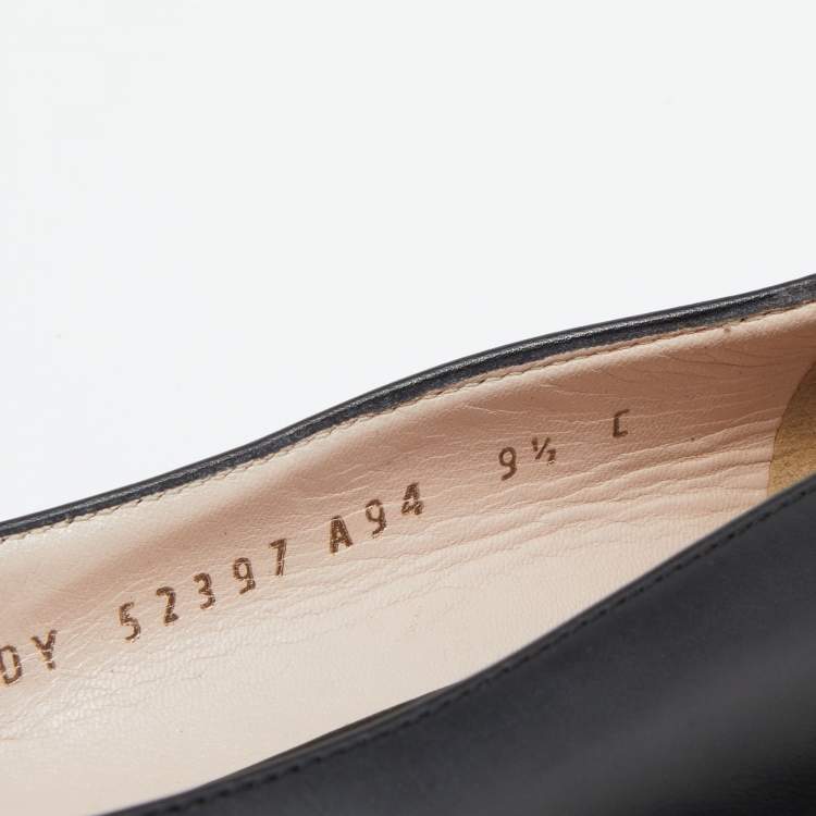 Pre Owned Salvatore Ferragamo Black Leather Gancini Bit Block Heel Pumps Size 40