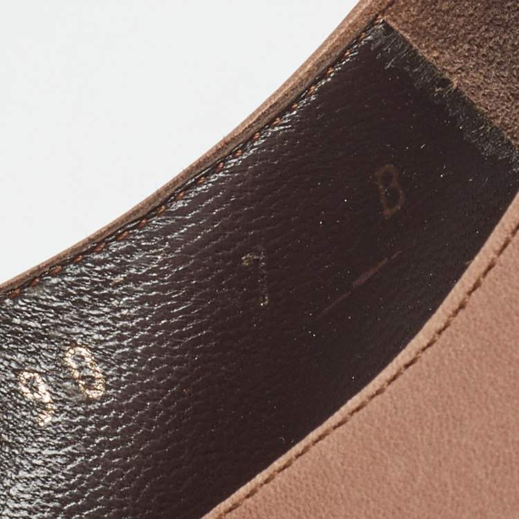 مملوكة مسبقًا Salvatore Ferragamo Brown Brogue Leather Cut Out Lace Pumps Size 37.5