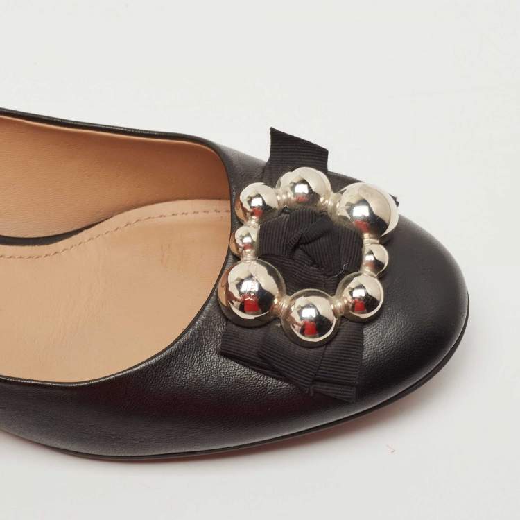 Pre Owned Salvatore Ferragamo Black Leather Flair Block Heel Pumps Size 40