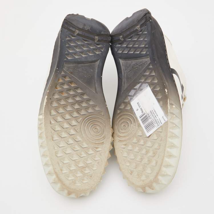 Pre Owned Salvatore Ferragamo White Leather Cube 8 Logo Low Top Sneakers Size 36