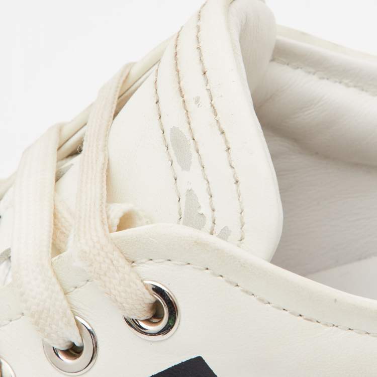 Pre Owned Salvatore Ferragamo White Leather Cube 8 Logo Low Top Sneakers Size 36