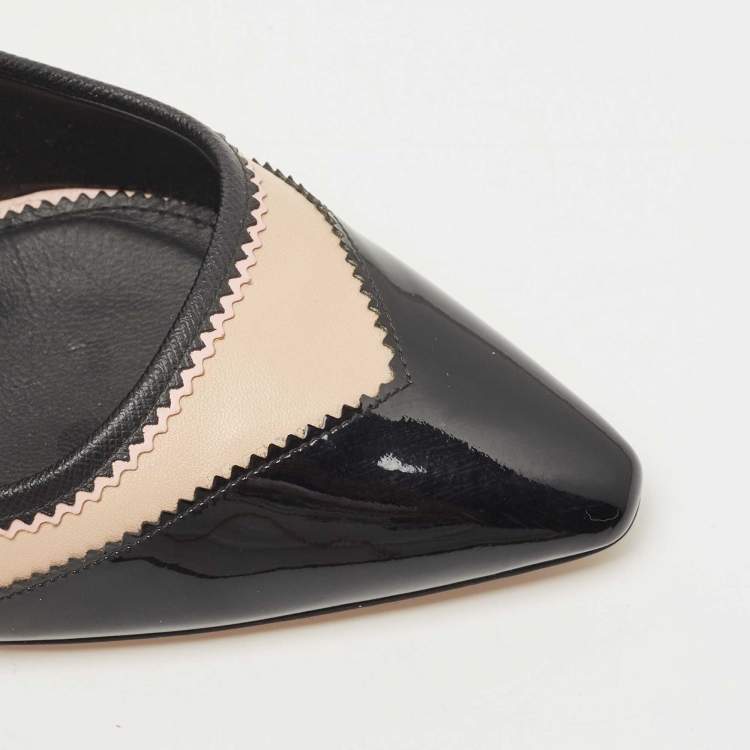 Pre Owned Salvatore Ferragamo Black/Pink Patent and Leather Erika Pumps Size 39