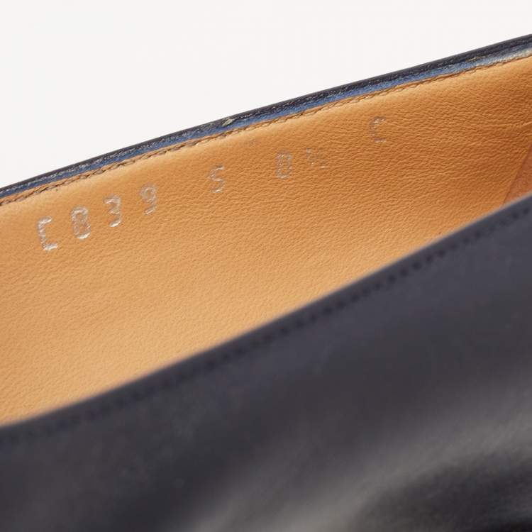 Pre Owned Salvatore Ferragamo Navy Blue Leather Pim Pumps 39