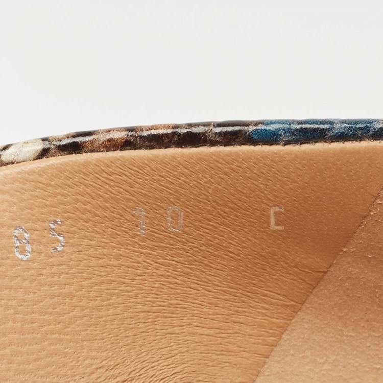 Pre Owned Salvatore Ferragamo Multicolor Python Embossed Leather Studded Vara Bow Peep Toe Pumps Size 40.5