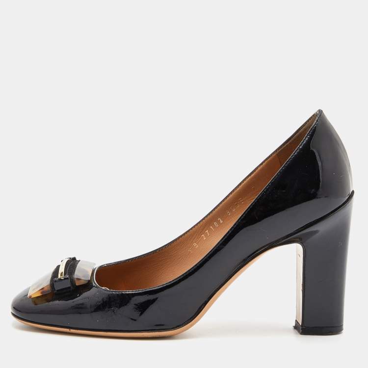 Salvatore Ferragamo Womens Heels Shoe Sz 8.5 AA Black Satin Fabric