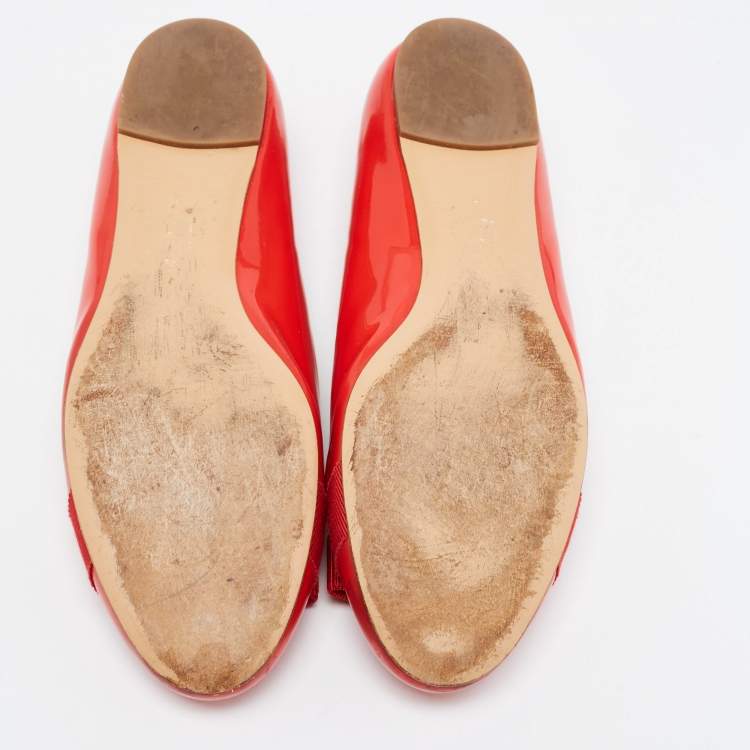 Pre Owned Salvatore Ferragamo Red Patent Leather Varina Ballet Flats Size 40