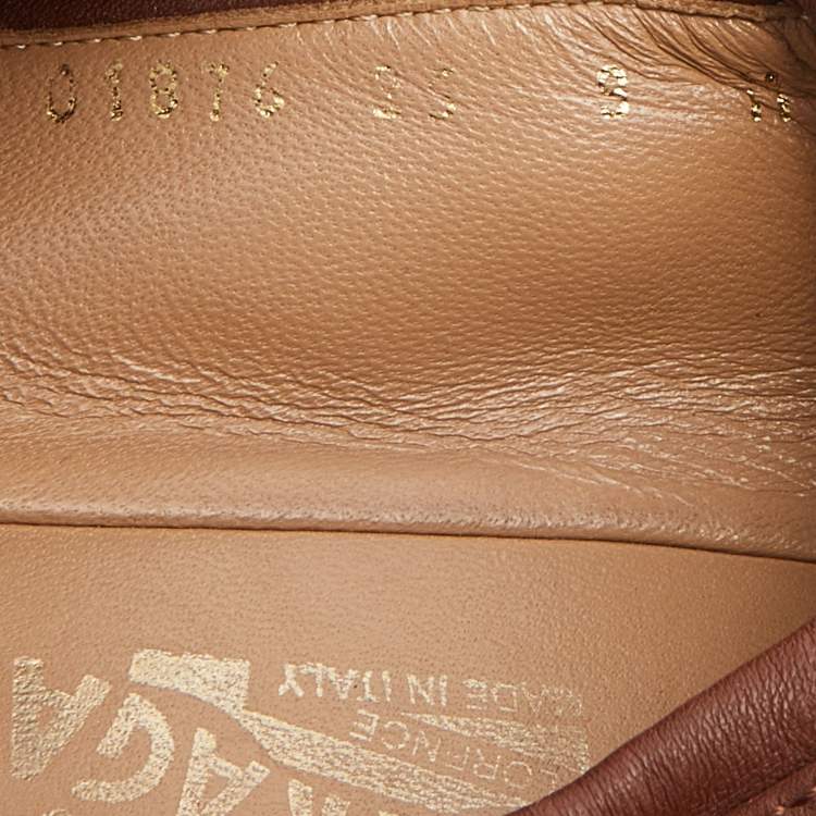 Pre Owned Salvatore Ferragamo Brown Leather Tassel Fringe Loafers Size 39.5