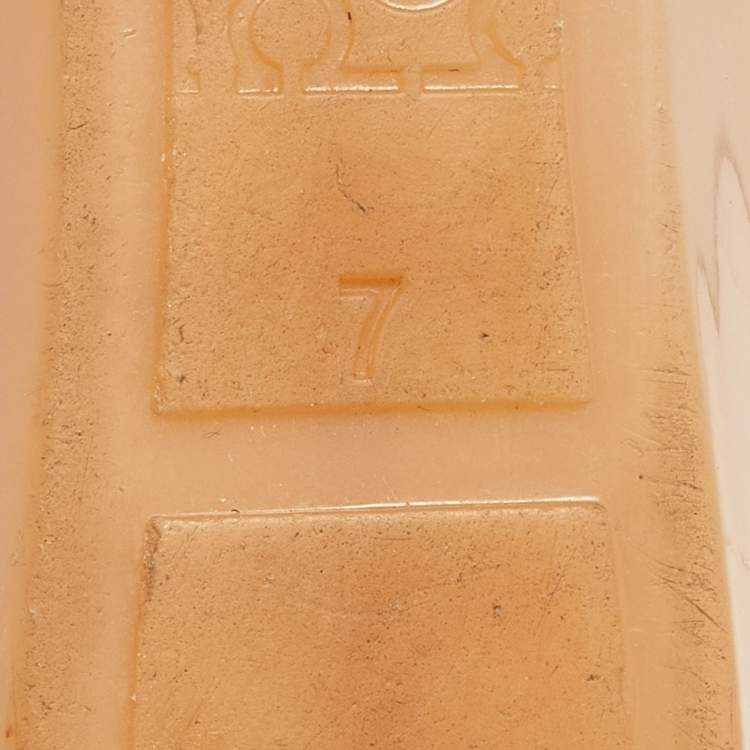 Pre Owned Salvatore Ferragamo Beige PVC Bermuda Ballet Flats Size 37.5