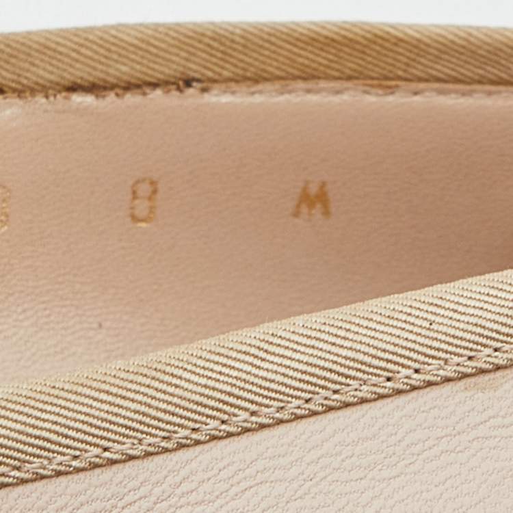 Pre Owned Salvatore Ferragamo Beige Leather Block Heel Pumps Size 38.5