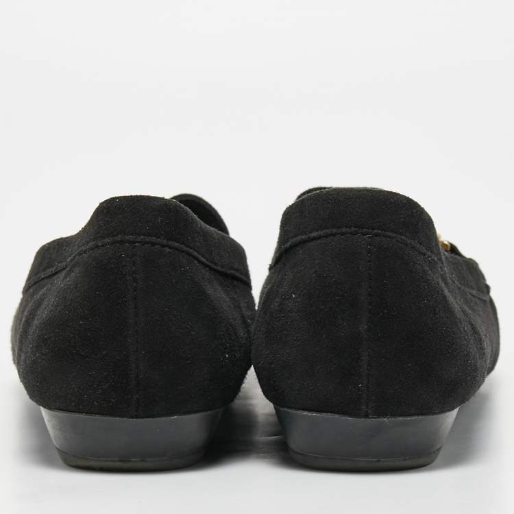 Pre Owned Salvatore Ferragamo Black Suede Gancini Loafers Size 41.5