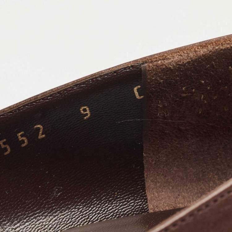 Pre Owned Salvatore Ferragamo Brown Leather Gancio Pointed Toe Pumps Size 39.5