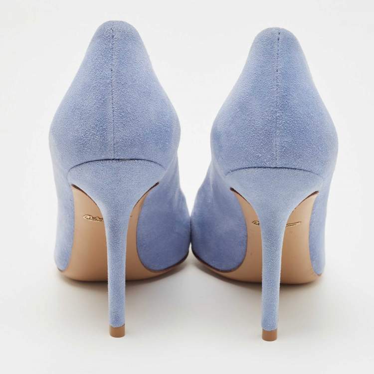 Pre Owned Salvatore Ferragamo Blue Suede Pointed Toe Pumps Size 35.5