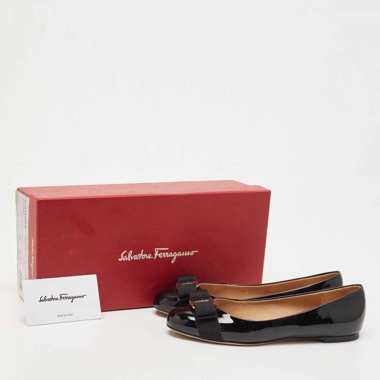 Pre Owned Salvatore Ferragamo Black Patent Leather Varina Ballet Flats Size 36