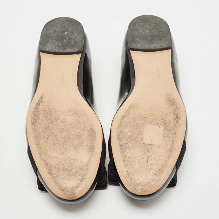 Pre Owned Salvatore Ferragamo Black Patent Leather Varina Ballet Flats Size 36