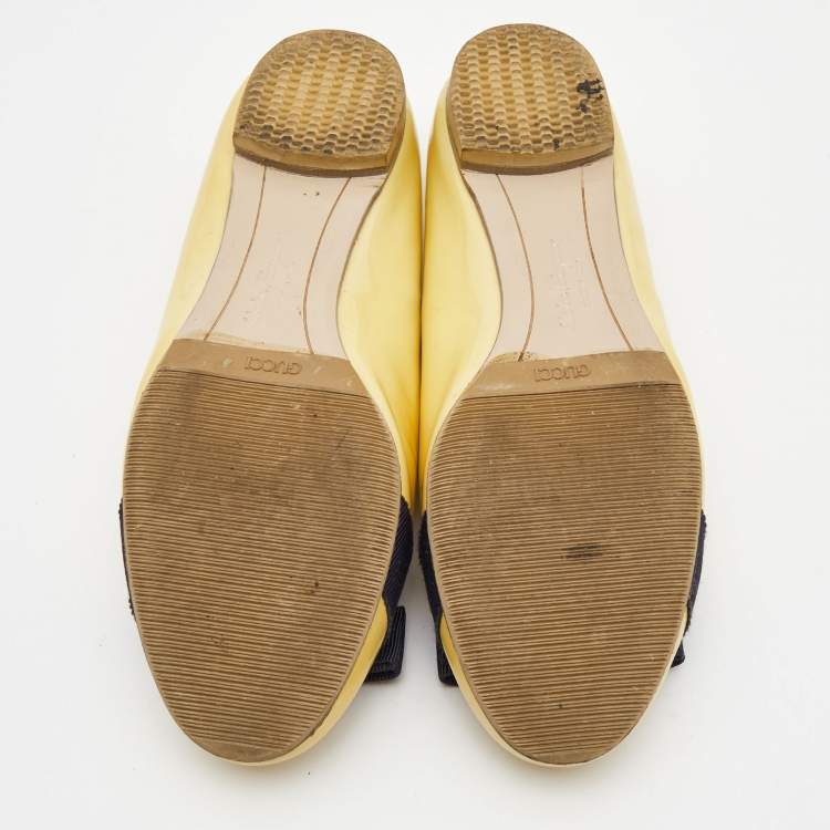 Pre Owned Salvatore Ferragamo Yellow Patent Leather Varina Ballet Flats Size 37