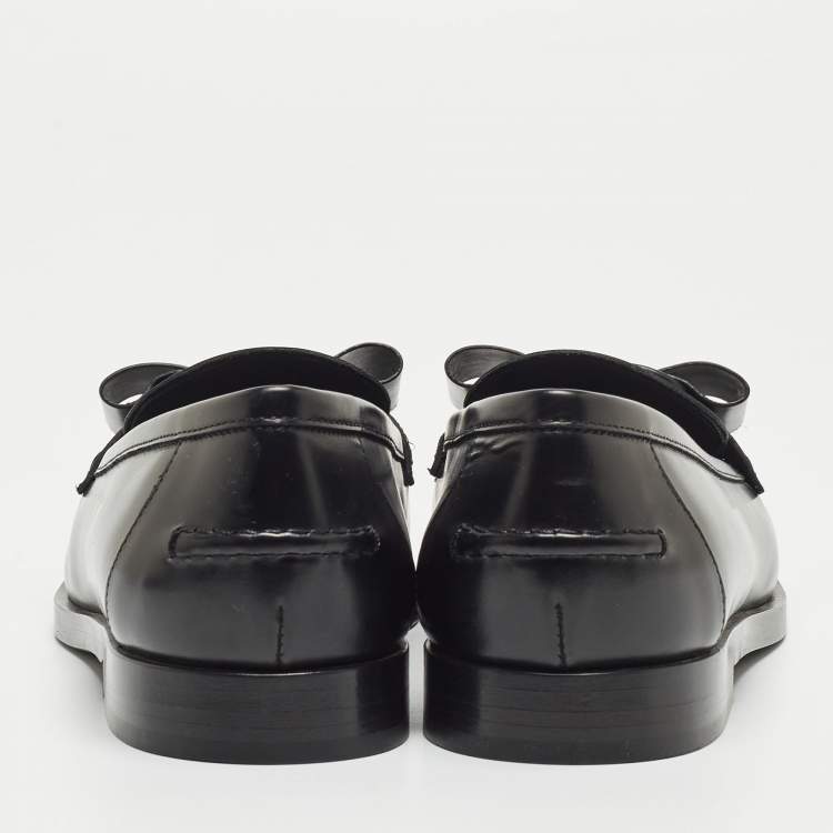 Pre Owned Salvatore Ferragamo Black Leather Mattia Buckle Loafers Size 40.5