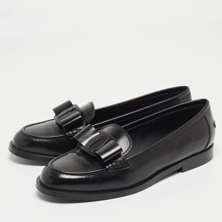 Pre Owned Salvatore Ferragamo Black Leather Mattia Buckle Loafers Size 40.5