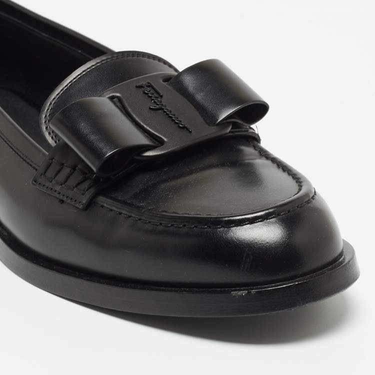 Pre Owned Salvatore Ferragamo Black Leather Mattia Buckle Loafers Size 40.5