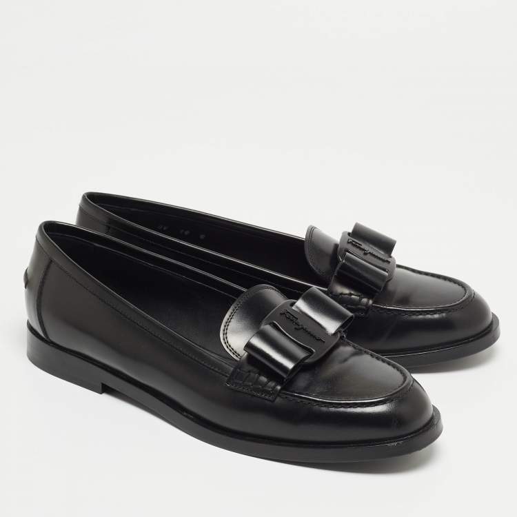 Pre Owned Salvatore Ferragamo Black Leather Mattia Buckle Loafers Size 40.5