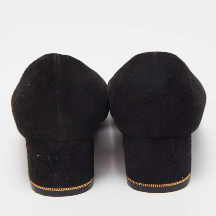 Pre Owned Salvatore Ferragamo Black Suede Detail Pumps Size 40 