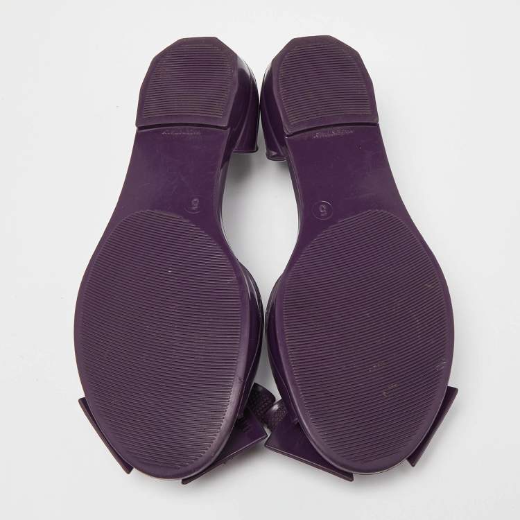 Pre Owned Salvatore Ferragamo Purple Jelly Barbados Bow Ballet Flats Size 35.5