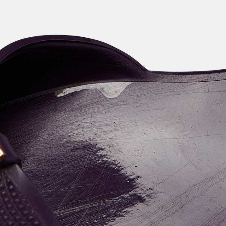 Pre Owned Salvatore Ferragamo Purple Jelly Barbados Bow Ballet Flats Size 35.5
