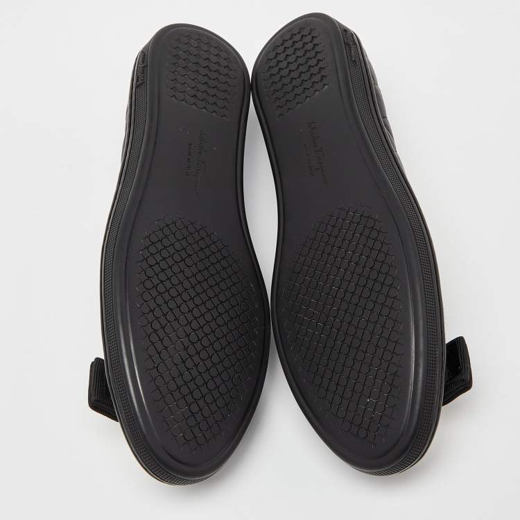 Pre Owned Salvatore Ferragamo Black Quilted Leather and Patent Varina Ballet Flats Size 35.5
