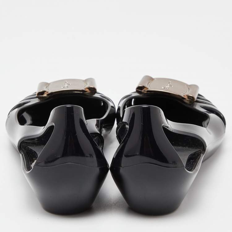 Pre Owned Salvatore Ferragamo Black Jelly Bermuda Ballet Flats Size 37.5