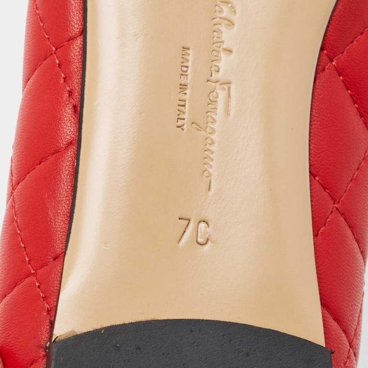 Pre Owned Salvatore Ferragamo Red Patent and Leather Varina Ballet Flats Size 37.5
