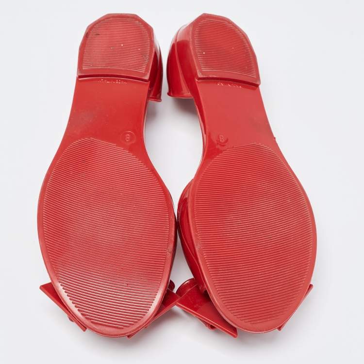 Pre Owned Salvatore Ferragamo Red Jelly Ballet Flats Size 38.5