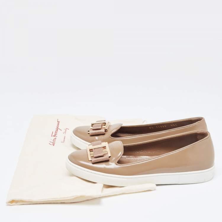 Pre Owned Salvatore Ferragamo Brown Leather Pelagie Ballet Flats Size 36