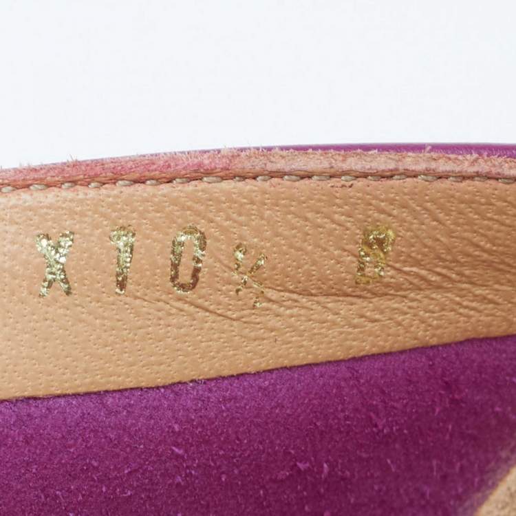 Pre Owned Salvatore Ferragamo Purple Leather Vara Bow Pumps Size 41