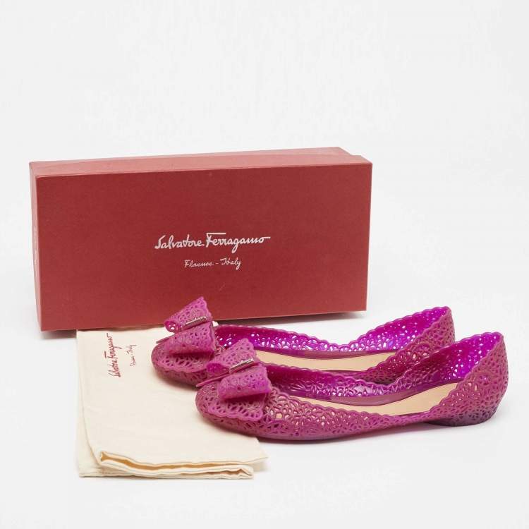 Pre Owned Salvatore Ferragamo Purple Jelly Nilly Ballet Flats Size 40.5