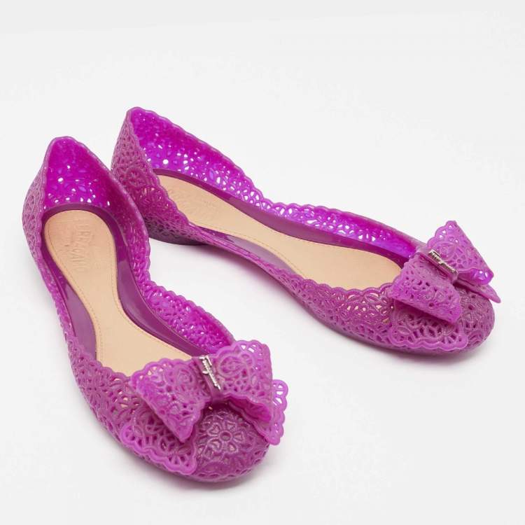 Pre Owned Salvatore Ferragamo Purple Jelly Nilly Ballet Flats Size 40.5