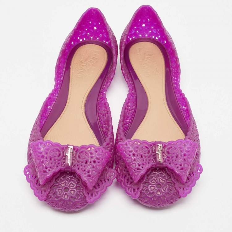 Pre Owned Salvatore Ferragamo Purple Jelly Nilly Ballet Flats Size 40.5