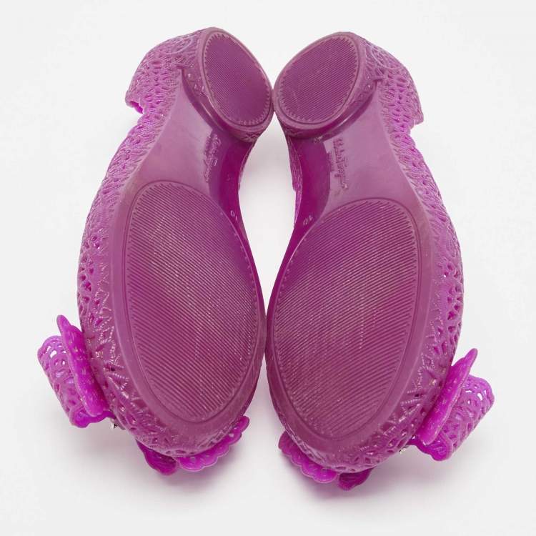 Pre Owned Salvatore Ferragamo Purple Jelly Nilly Ballet Flats Size 40.5