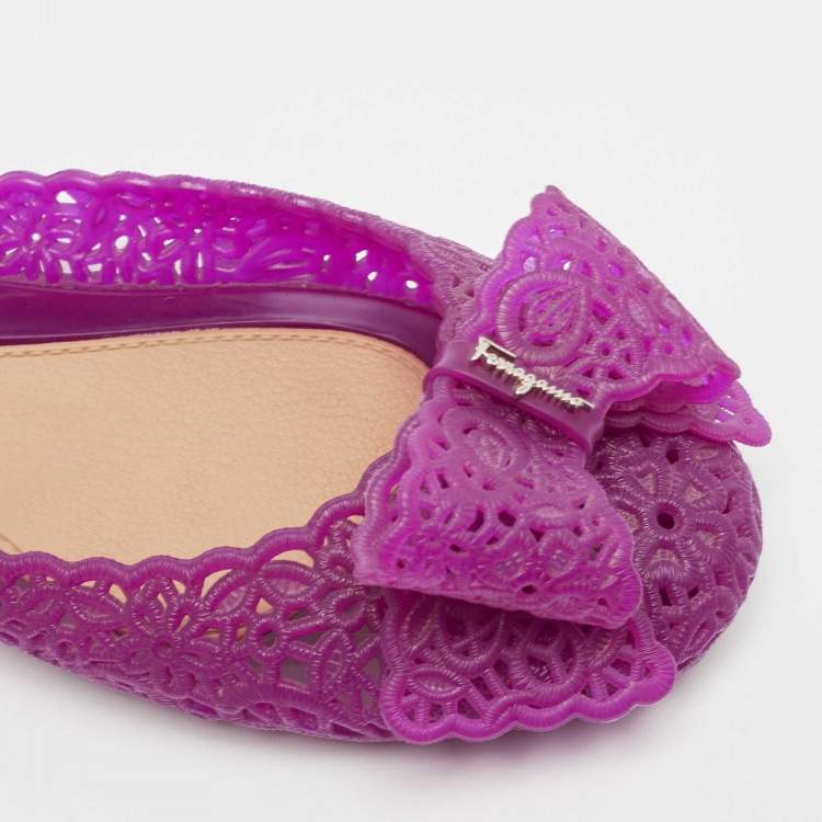 Pre Owned Salvatore Ferragamo Purple Jelly Nilly Ballet Flats Size 40.5