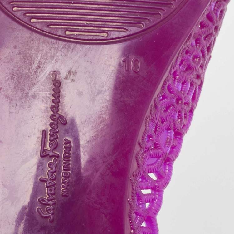 Pre Owned Salvatore Ferragamo Purple Jelly Nilly Ballet Flats Size 40.5