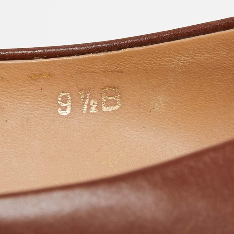 Pre Owned Salvatore Ferragamo Brown Leather Loafers Pumps Size 40 