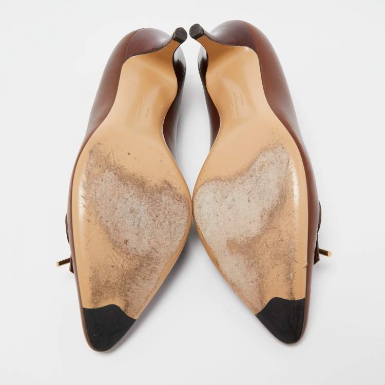 Pre Owned Salvatore Ferragamo Brown Leather Loafers Pumps Size 40 