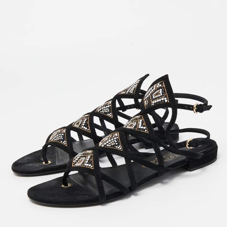 Salvatore ferragamo black online sandals