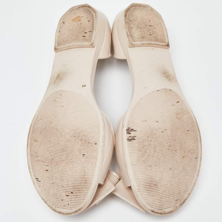 Pre Owned Salvatore Ferragamo Beige Rubber Bow D'orsay Flats Size 40.5