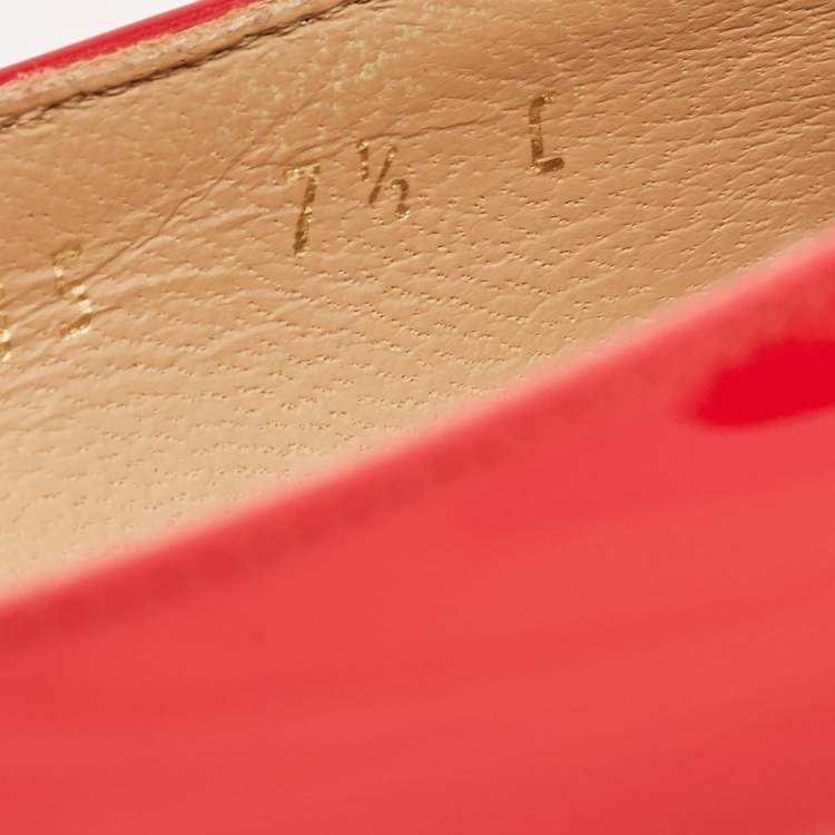 Pre Owned Salvatore Ferragamo Red Patent Leather Zeri Pointed Toe Ballet Flats Size 38