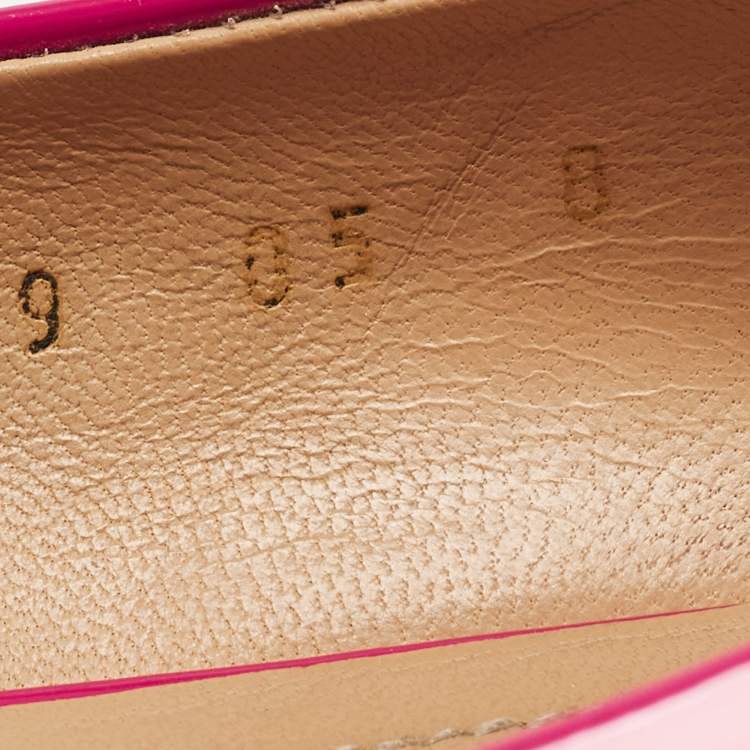 Pre Owned Salvatore Ferragamo Pink Patent Leather Vara Bow Ballet Flats Size 38.5