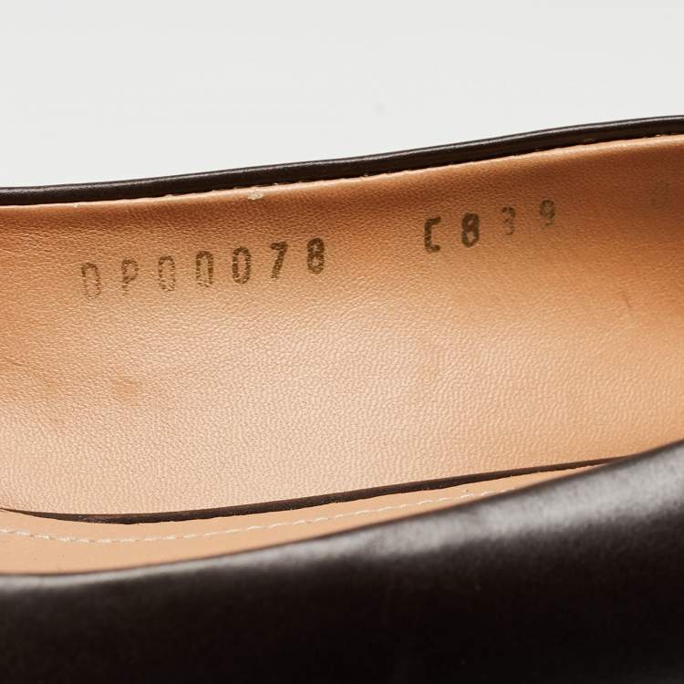 Pre Owned Salvatore Ferragamo Brown Leather Vara Bow  Pumps Size 38.5