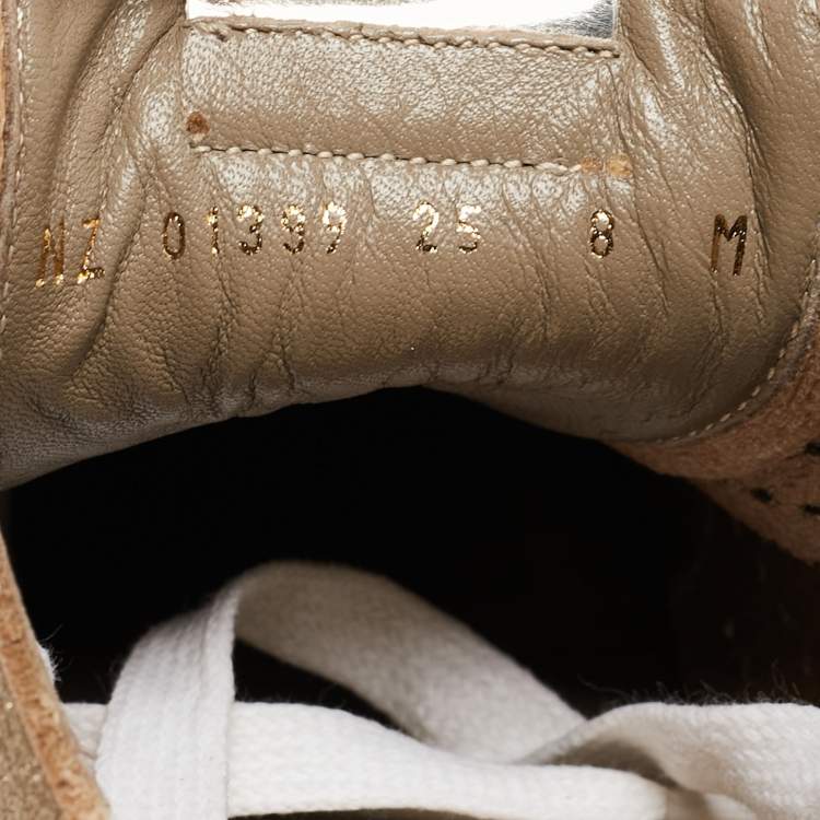 Pre Owned Salvatore Ferragamo Golden Perforated Leather Gils Sneakers Size 42