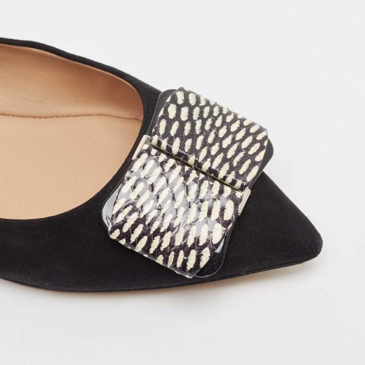 Pre Owned Salvatore Ferragamo Black Suede Suede Ballet Flats Size 38