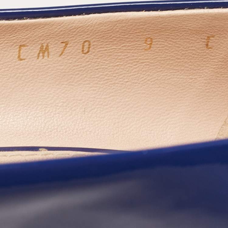 Pre Owned Salvatore Ferragamo Blue Patent Leather Block Heel Pumps Size 39.5