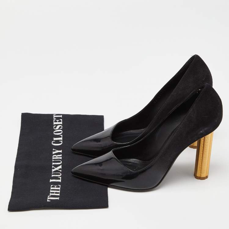 Pre Owned Salvatore Ferragamo Black Nubuck Leather Pointed Toe Pumps Size 39.5