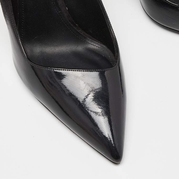 Pre Owned Salvatore Ferragamo Black Nubuck Leather Pointed Toe Pumps Size 39.5